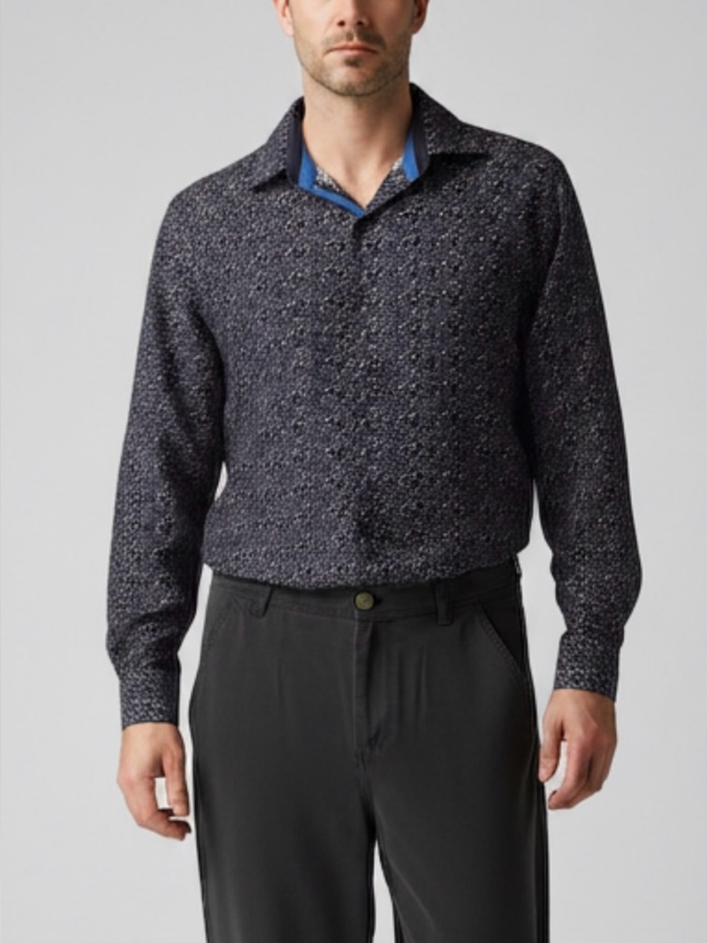 Men's Black Blue Casual Trousers size shirt Large